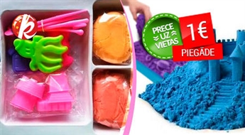Smilšu figūrām un iztēles lidojumam! 1 kg 4 krāsu kinētisko smilšu + 6 formiņas -64%