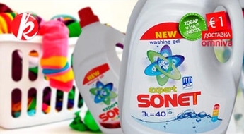 Koncentrēti veļas mazgāšanas geli "SONET Expert" (1,5 - 3 litri): Nepārmaksājiet par zīmoliem! -52%