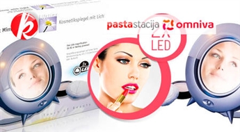 Kosmētiskais spogulis (palielināmais un parastais) ar LED apgaismojumu! -58%