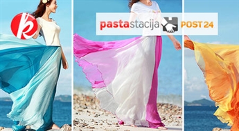 2в1: Двухцветные макси юбки-платья ярких расцветок из воздушной ткани -57%