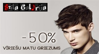 50% atlaide perfektam vīriešu matu griezumam salonā STILA GALEREJA!