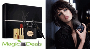 Var izņemt uzreiz! Komplekts Yves Saint Laurent Black Opium women EDP 90ml+ Rouge Pur Couture 1,3 ml odstín 1 + Eye Pencil Waterproof No.1 0,8g.