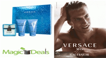 Var izņemt uzreiz! Komplekts Versace Man Eau Fraiche EDT 50ml+ 50ml dušas želeja+ 50ml pēc skūšanās balzāms.