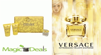 Komplekts Versace Yellow Diamond women EDT 5ml+ 25ml ķermeņa losjons+ 25ml dušas želeja.