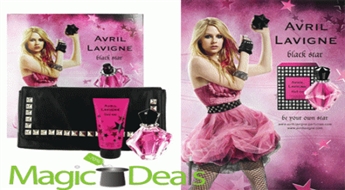 Var izņemt uzreiz! Komplekts Avril Lavigne Black Star EDP 30ml+ ķermeņa losjons 50ml+ rokassomiņa.