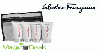 Salvatore Ferragamo ceļojuma komplekts: 50ml šampūns+ 50ml kondicionieris+ 50ml dušas želeja+ 50ml ķermeņa losjons.