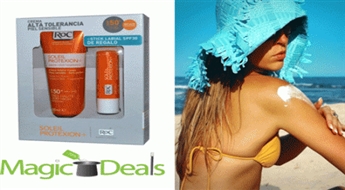 RoC komplekts: RoC Soleil Protexion+ Facial Sun Cream Senstive Skin 50ml SPF50 + Lip Protect Stick.