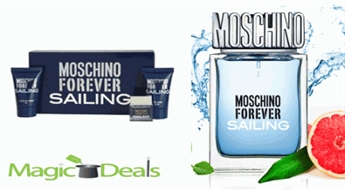Komplekts Moschino Forever Sailing men EDT 4.5ml+ 25ml dušas želeja+ 25ml pēc skūšanās losjons.