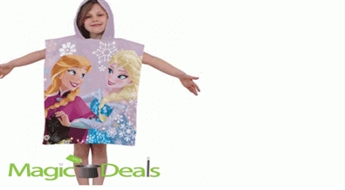Dvielis - Pančo ar kapuci Frozen 55cm x 115cm (100% kokvilna).