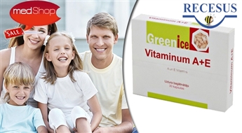 Greenice A+E vitaminum N30 labai redzei, mirdzošai ādai un matiem un lieliskai imunitātei
