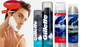 Skūšanās putas GILLETTE  Regular, Sensitive Skin vai gēls extra comfort, sensitive skin