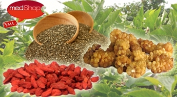 Godži un zīdkoka ogas vai čia sēklas  - antioksidantu, minerālvielu, vitamīnu, aminoskābju avots!