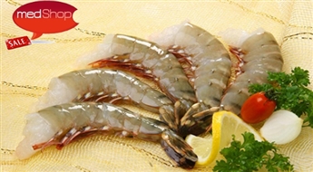 Черные Тигровые креветки в панцире, с хвостом, сырые 16/20 (1 кг)