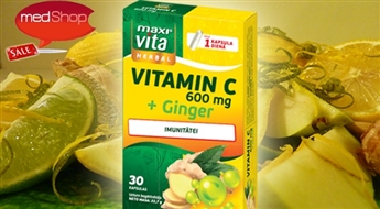 VITAR:  MaxiVita® Herbal Vitamin C + Ginger augstas koncentrācijas C vitamīna kapsulas