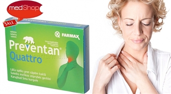 FARMAX: Sūkājamās tabletes Preventan Quattro -  ātra un efektīva aizsardzība kaklam