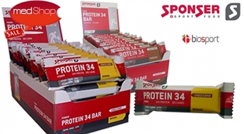 SPONSER: PROTEIN 34 BAR proteīnu batoniņi organisma atjaunošanai pēc  treniņa (3 x 40g)