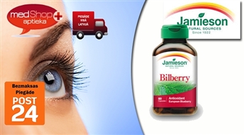 Jamieson® Bilberry N60 ar melleņu ekstraktu Jūsu acu veselībai un labai redzei