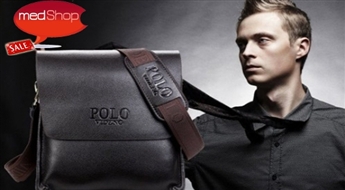 Мужская сумка через плечо из коричневой или черной кожи Polo Videng