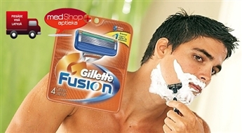 Самое безопасное и гладкое бритье с Gillette Fusion! Комплект 4 лезвий