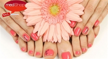 Классический маникюр или педикюр с GELISH или обычным лаком в студии Linea