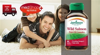 Jamieson Salmon Oil - savvaļas lašu zivju eļļa. 90 kapsulas 3 mēnešu kursam