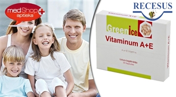 Greenice A+E vitaminum N30 для хорошего зрения, сияющей кожи и волосами и отличного иммунитета