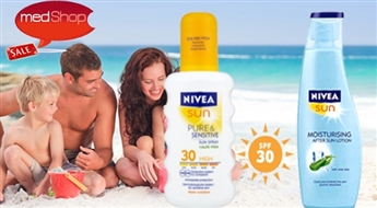 Солнцезащитный спрей NIVEA SFP30 и увлажняющее молочко после загара