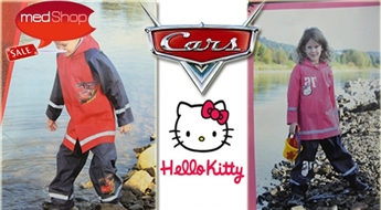 Lietus kostīmi bērniem ar HelloKitty un multfilmas Vāģi varoņiem