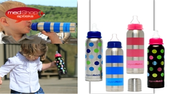 Organickidz Bērnu pudelītes - TERMOSI no nerūsējošā tērauda saglabā temperatūru līdz 6 stundām