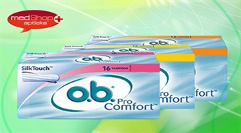 TRĪS tamponu o.b. ProComfort Silk Touch NORMAL iepakojumi
