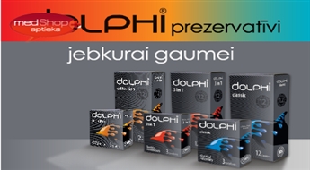 Prezervatīvi DOLPHI jebkurai gaumei. 33  prezervatīvu komplekts sajūtu dažādībai.