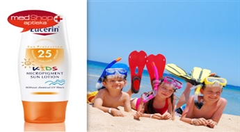 Eucerin Kids SPF 25, intensīvas aizsardzības sauļošanās losjons ar mikropigmentiem bērniem.