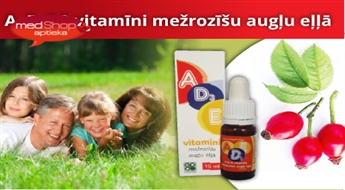 A, E, D3 vitamīni mežrozīšu augļu eļļā LEV  - tikai 2 pilieni dienā!