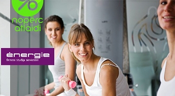 1mēneša abonements Energie fitnesa studjā sievietēm ar 50 % atlaidi!