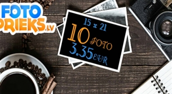 10 vai 20 fotogrāfiju izdruka 15x21 cm izmērā uz matēta vai glancēta papīra ar atlaidi līdz 50%!