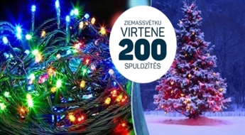 PIEGĀDE VISĀ LATVIJĀ! Daudzkrāsaina Ziemassvētku virtene ar 200 spuldzītēm tikai par 2.99 EUR!