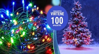 Svētku laiks vairs nav aiz kalniem! Daudzkrāsaina Ziemassvētku virtene ar 100 spuldzītēm ar atlaidi!
