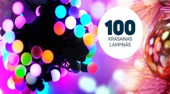 Svētku laiks vairs nav aiz kalniem! Krāsainas rotājumu virtenes ar 100 apaļajām LED lampiņām tikai par 4.99 EUR!