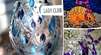 СКИДКА 60% на МАСТЕР-КЛАСС по РОСПИСИ СТЕКЛА в „Lady Club” + 50% скидка на остальные занятия! Проведи время творчески и полезно в приятной компании!