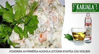 Бар в Старой Риге KARJALA предлагает: классический мясной салат + чай или водка „Stolichnaja” для двух персон всего за 4.32 Ls!