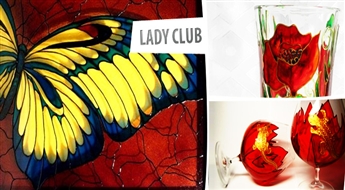 STIKLA APGLEZNOŠANAS MEISTARKLASE „Lady Club” ar 55% atlaidi + 50% atlaide pārējām stikla apgleznošanas kursa nodarbībām! Pavadi laiku radoši un lietderīgi patīkāmā atmosfērā!