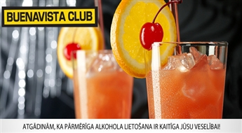 Extra Large коктейль „ Sex on the beach” (2 L) в кубинском Buenavista клубе всего за 8.00 Ls! Веселье гарантировано!