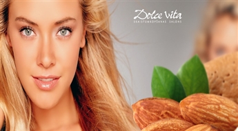 Augļskābju mandeļu pīlings sejai - gludai un tvirtai ādai bez grumbiņām un pigmenta plankumiem salonā „Dolce Vita” tikai par 10.99 Ls!