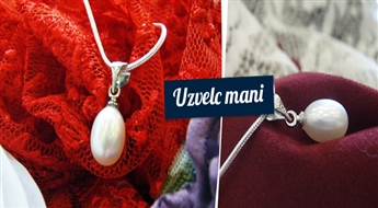 Romantiska dāvana sievietei! Balts saldūdens pērles kuloniņš ar 53% atlaidi! Eleganti un izsmalcināti!