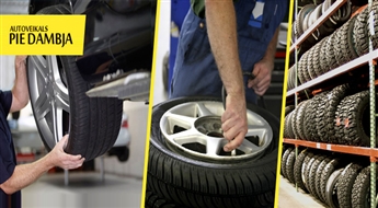 Riepu montāža, balansēšana un noņemto riepu SEZONAS GLABĀŠANA + dāvanā - ritošās daļas pārbaude autoservisā „Pie Dambja” ar 53% atlaidi! Profesionāli, ātri un kvalitatīvi!