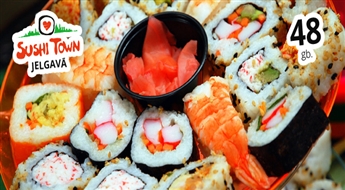 AKCIJA JELGAVĀ! Sušī komplekts (48 gb.)  no „Sushi Town” par 50% lētāk! Suši jau ir ceļā!