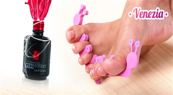 Педикюр + Geleration лак для ногтей (ванночка + масло + скраб + глубокое увлажнение) в салоне „Venezia” или "Eklektik" со скидкой 56%!