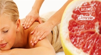 Paradīzes greipfrūta SPA!  Relaksējoša masāža ar greipfrūta pīlingu, aroma masāža ar greipfrūta masku ķermenim salonā „Eklektik” ar 50% atlaidi!