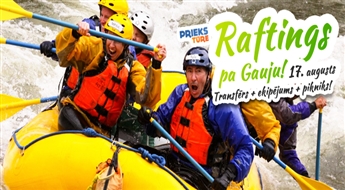 JAUNUMS NO PRIEKS TŪRE! Aizraujošs un neaizmirstams raftings pa Gaujas upi! Pozitīvas emocijas un sajūtas! Transfērs + ekipējums + garšīgs pikniks!