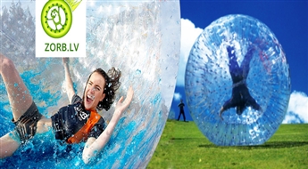 Zorb.lv предлагает: экстремальное и веселое приключение в водном зорбе на озере Бабелитис 3-5 человек всего за 4.90 Ls!